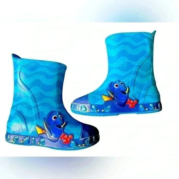 Crocs Kids Finding Dory Rain Boots Blue Disney Size C11 Toddler/Youth - Picture 1 of 6